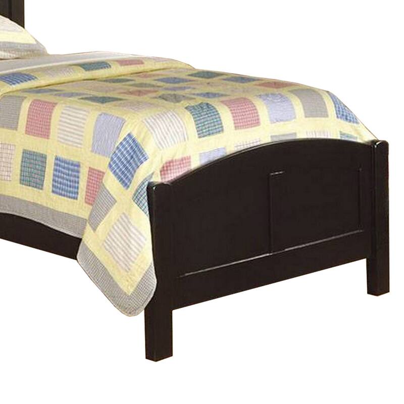Pika Full Size Bed, Arched Headboard and Footboard, Jet Black Wood Frame