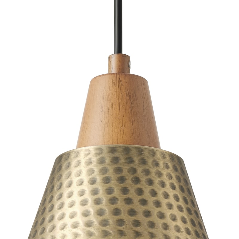 1-Light Gold Conical Polka Dot Shade Pendant Lighting - 5.9"D×4.7"W×75.2"H(Adjustable)