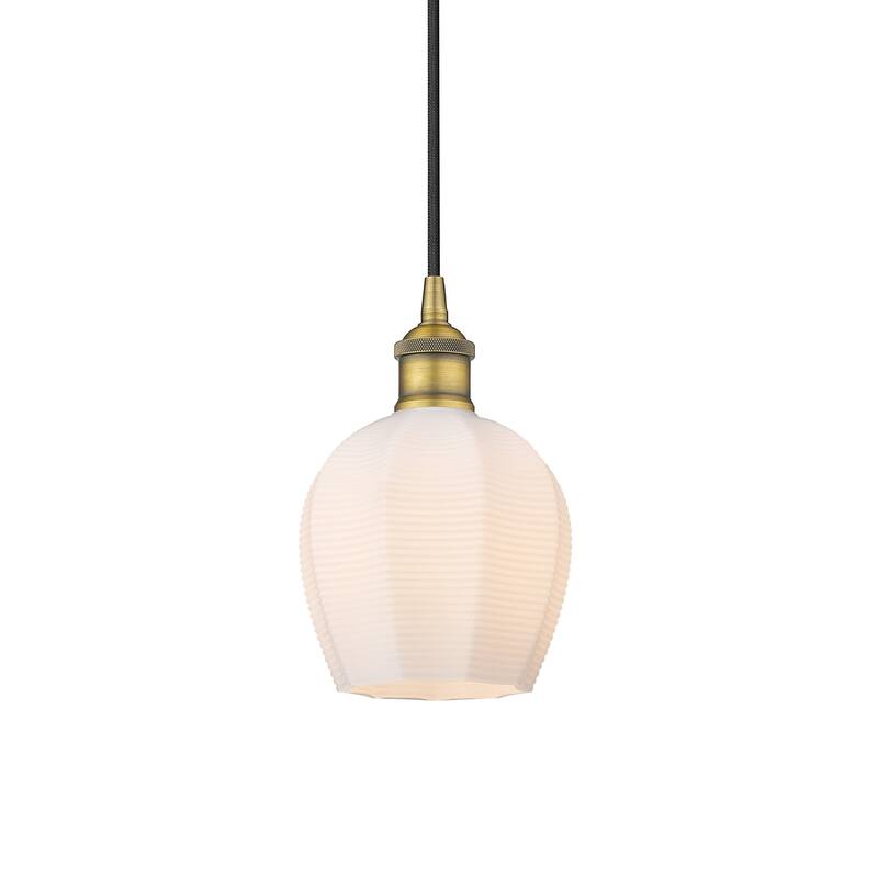 Innovations Lighting 616-1P-10-6 Norfolk Pendant Norfolk 6" Wide Mini - Brushed Brass / Matte White