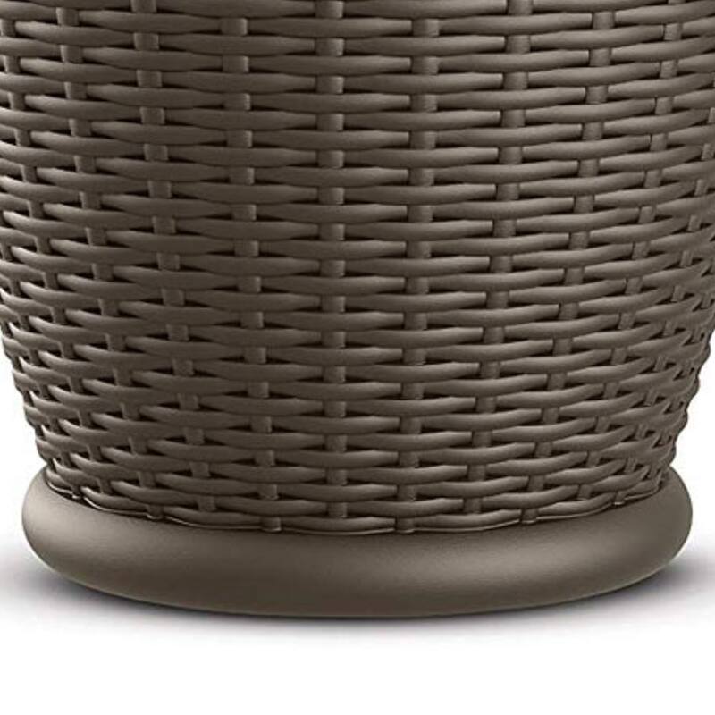 Suncast Willow 18" Diameter Decorative Wicker Patio Planter Pot, Java (2 Pack) - 3.15