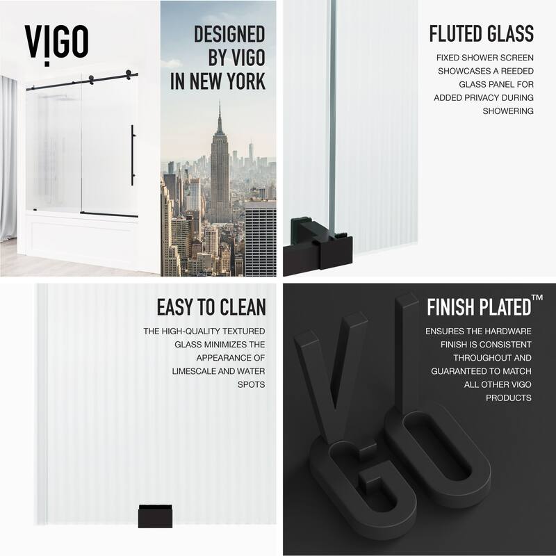 Vigo VG6021FL6066L Elan E-Class 66" High x 60" Wide Sliding Frameless