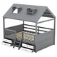 preview thumbnail 45 of 47, House Bed Wood Low Loft Bed House-shape Frame Bed with 2 Roof Skylights, Kids Storage Bed with 4 Drawers, Guardrail and Stairs