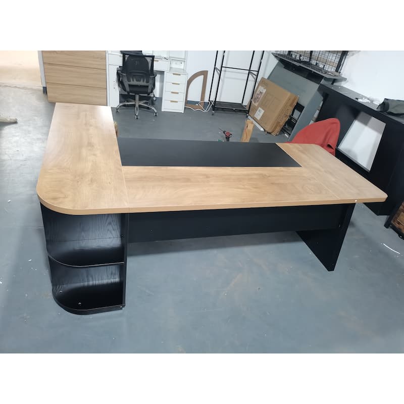 78.7 Inch L-Shaped Executive Desk, Large Office Desk with Cabinet