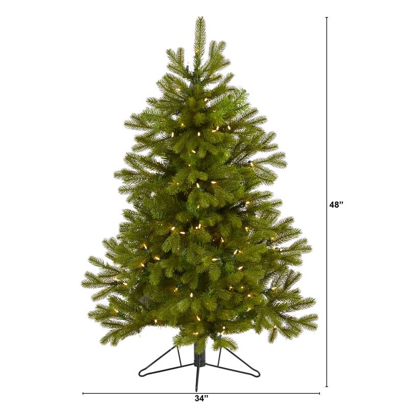 4ft. Spruce Flat Back Artificial Christmas Tree with 100 Warm White Multifunction LED Lights - Space-Saving X-Mas Tree