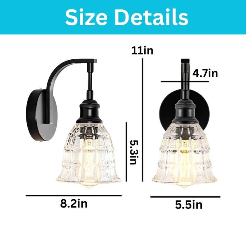 E26 bulb light black wall sconce metal bathroom light