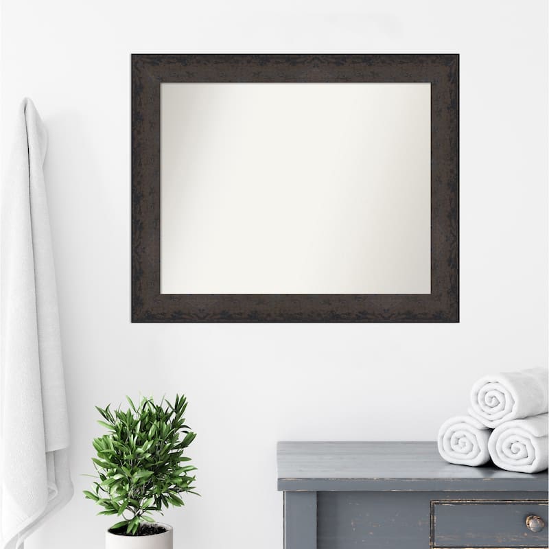 Dappled Non-Beveled Wood Framed Bathroom Vanity Wall Mirror