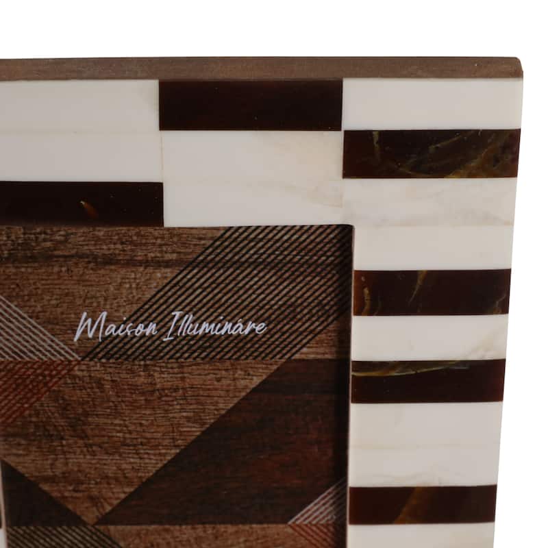 Resin Wood Picture Frame Small Stripe Modern Glam Design - 4x6" Brown