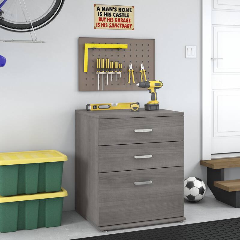 Universal Garage Storage Cabinet w/ Drawers by Bush Business Furniture - Platinum Gray