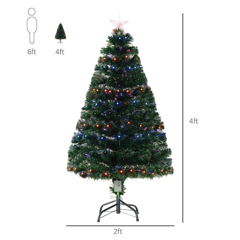 HOMCOM 4 ft. Artificial Small Prelit Christmas Tree with Stand