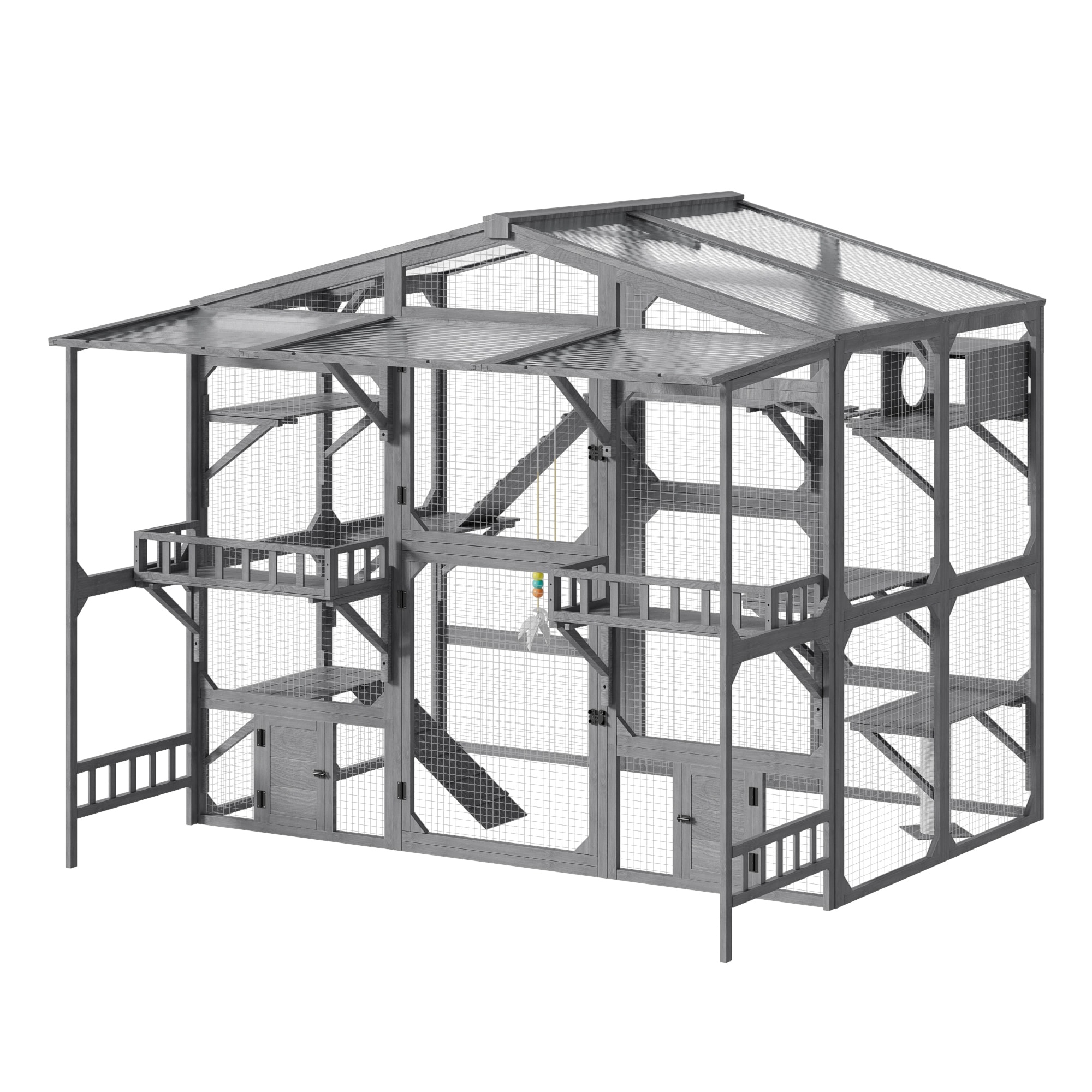 Large Outdoor Catio for 6-10 Cats with 6 Platforms, Climbing Ramps ...