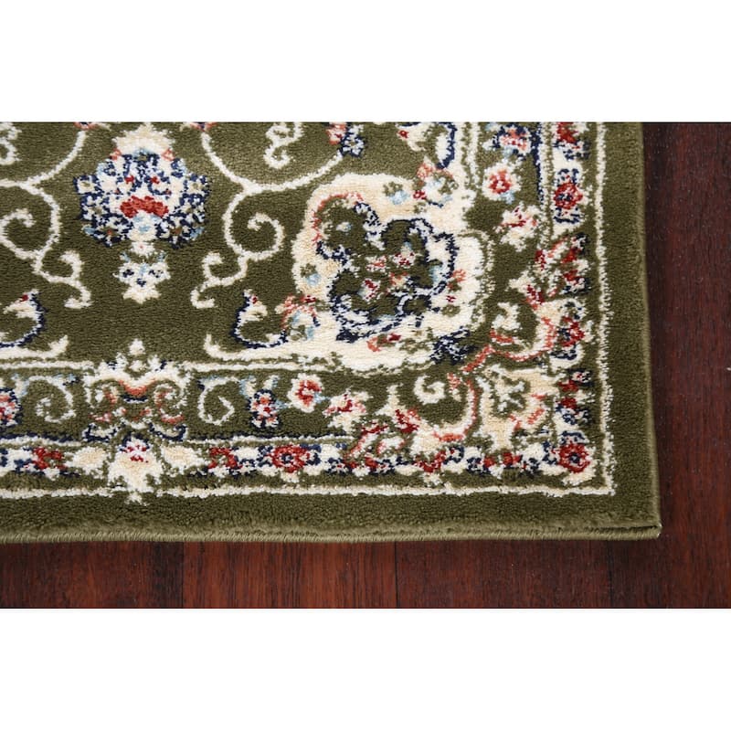Green Floral Medallion Transitional Turkish Rug Oriental Carpet