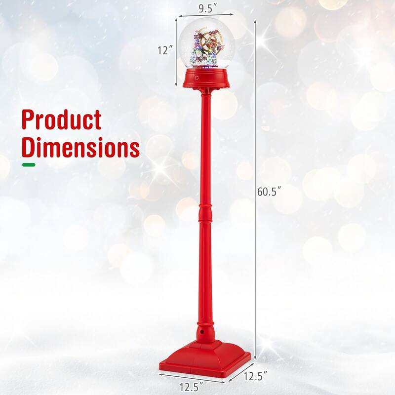 Costway 5 Ft Musical Christmas Street Lamp with 8 Tunes & 15 Colorful - as pic shows - See Details