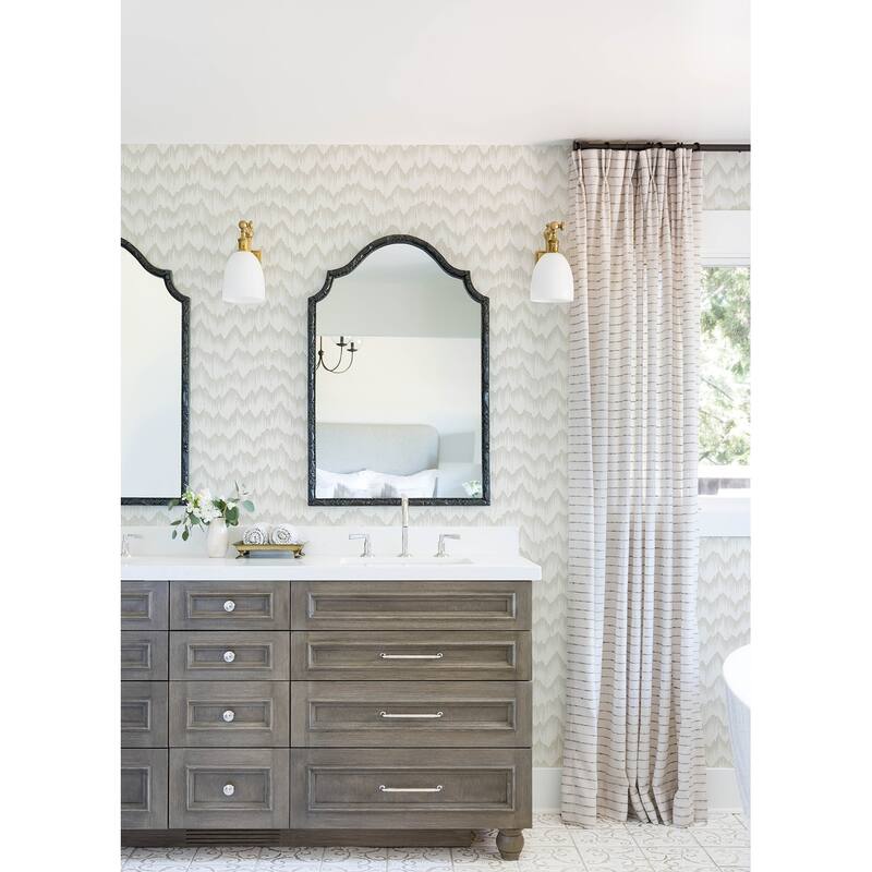 Scott Living Holmby Bone Brushstroke Zigzag Wallpaper