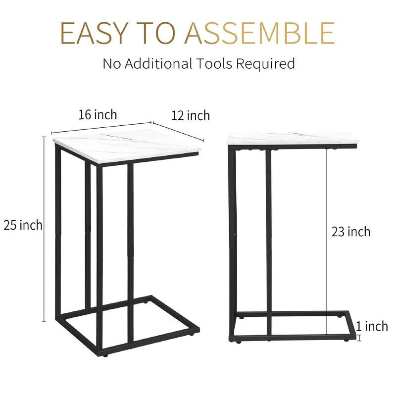 C Shaped Side Table Set of 2 - 16"D x 12"W x 25"H