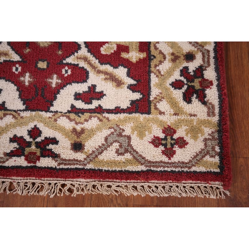 Red & Ivory Oushak Runner Rug Handmade Transitional Wool Carpet - 2'7"x 10'0"