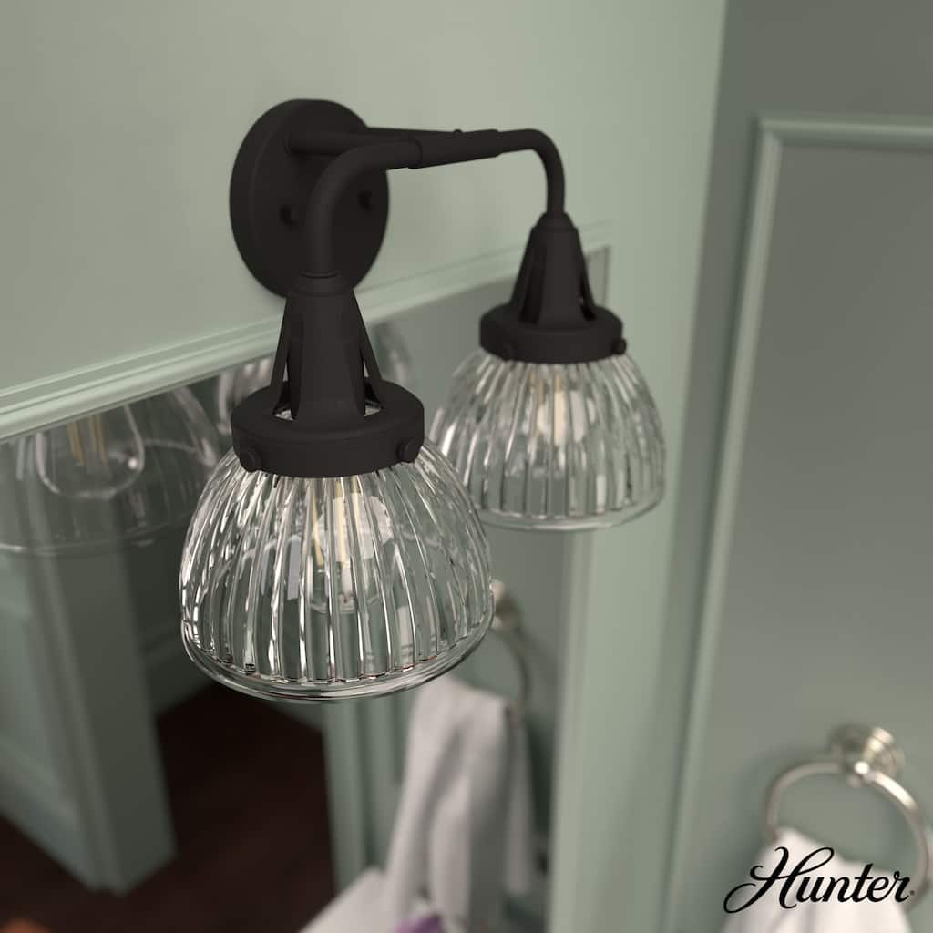 Hunter Cypress Grove 2-Light Vanity Wall Light - Industrial, Transitional, Contemporary - Damp Rated!