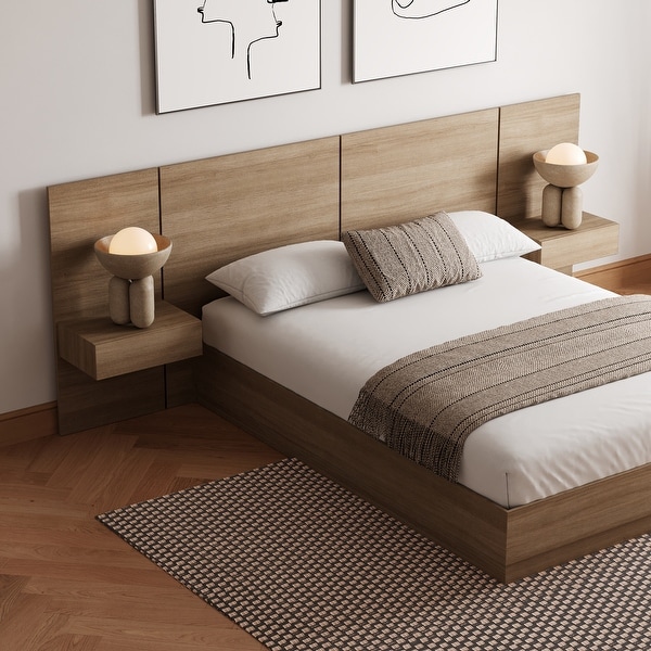 Milano 4 Piece Bedroom Set with Floating Nightstand Extension Panel On Sale Bed Bath Beyond 40642721