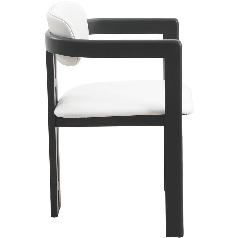 Dining Chairs Upholstered Leather Seats in Rubberwood Set of 4 Arm Chairs Open Back Design