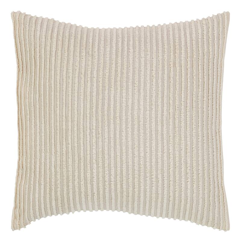 Better Trends Jullian Bold Stripes Design 100% Cotton Tufted Shams Machine Washable Tumble Dry - Ivory - Euro Sham