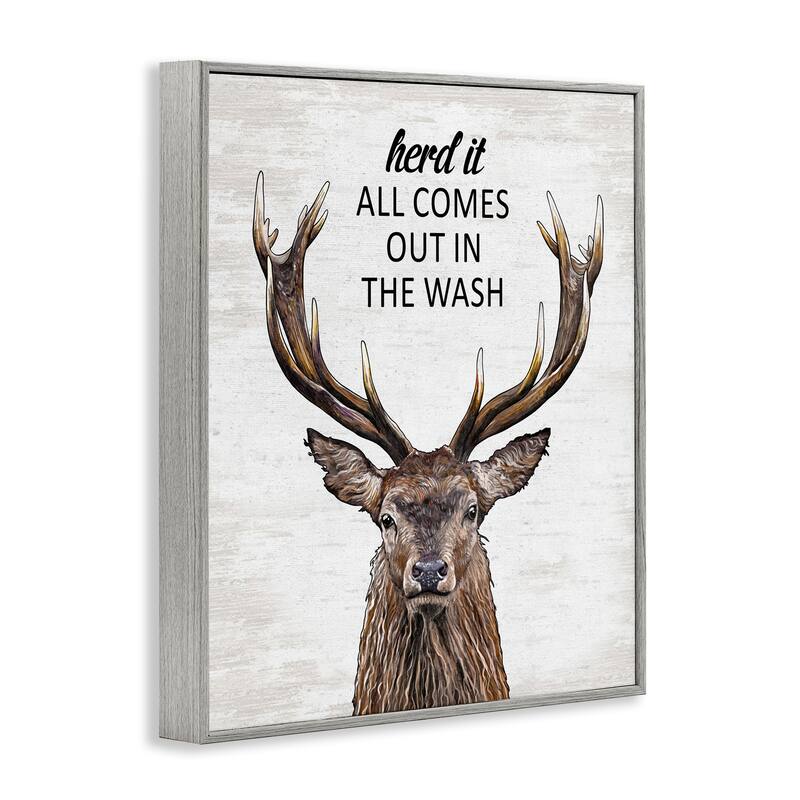 Stupell Laundry Deer Pun Framed Giclee Art Design By Lettered and Lined