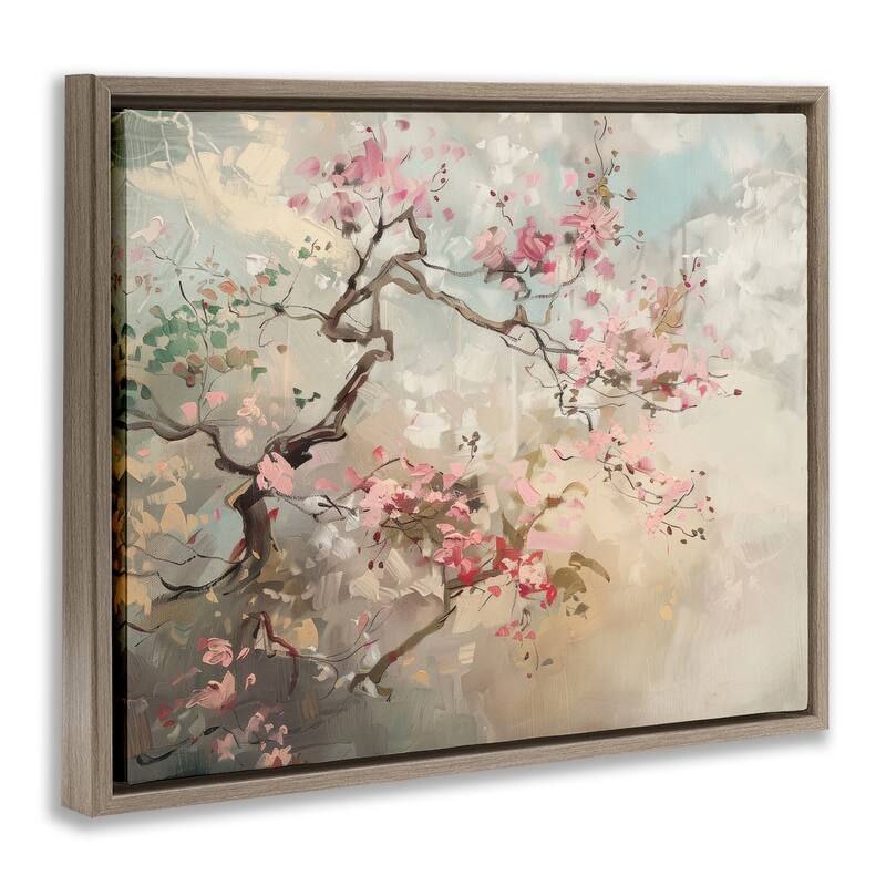 Stupell Wild Cherry Blossoms Tree Framed Floater Canvas Wall Art Design By Arlington Prints