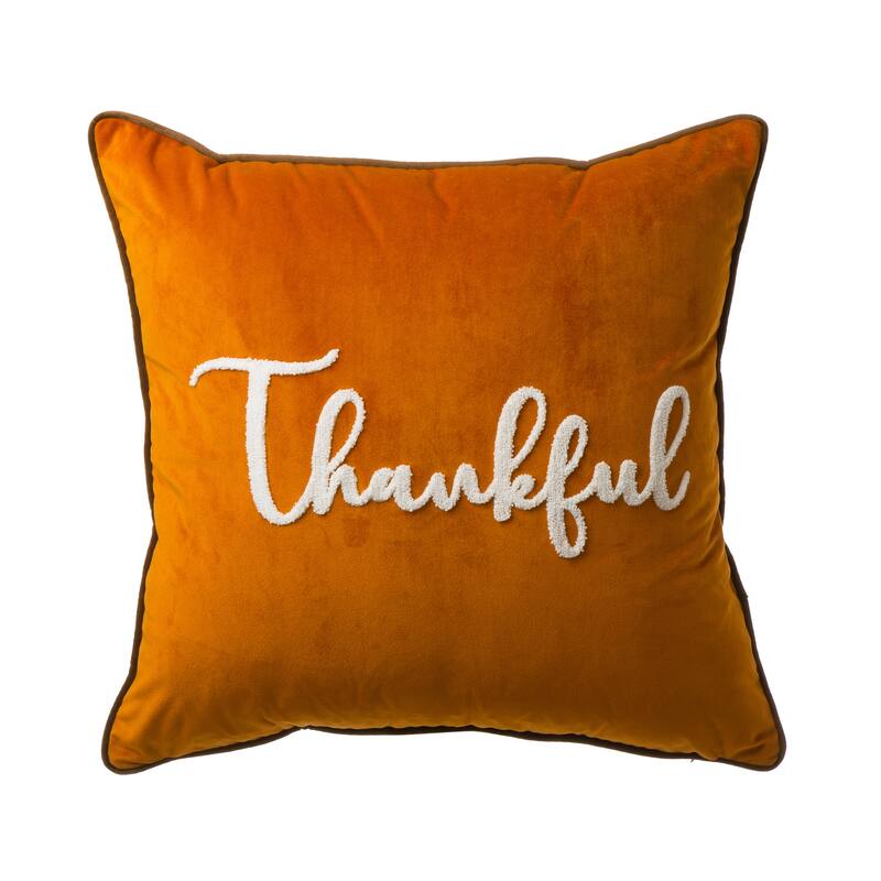 Glitzhome Farmhouse Thanksgiving Harvest Turkey Embroidered Pillow or Pillow Cover