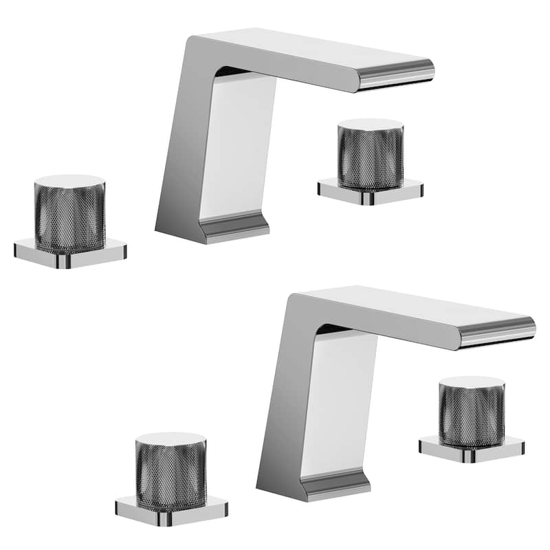 2 Pack, 3 Hole Widespread Bathtub Faucet with High Flow Waterfall Spout - Chrome