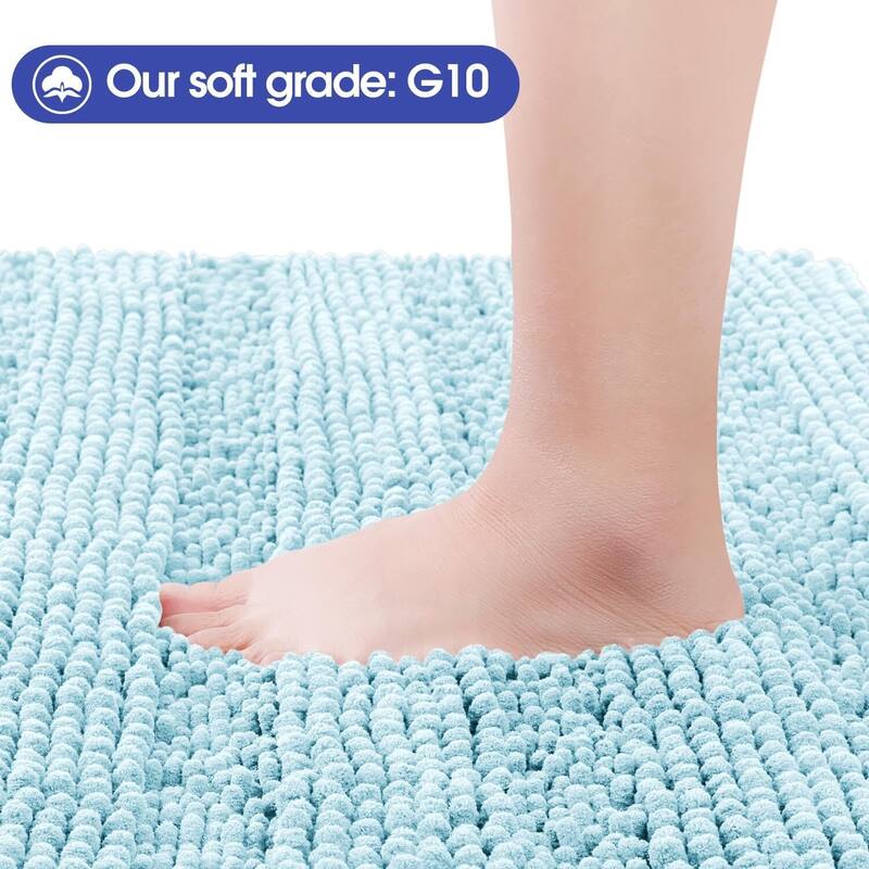Ultra Soft Striped Non Slip Chenille Bathroom Rug Set 3 Pieces