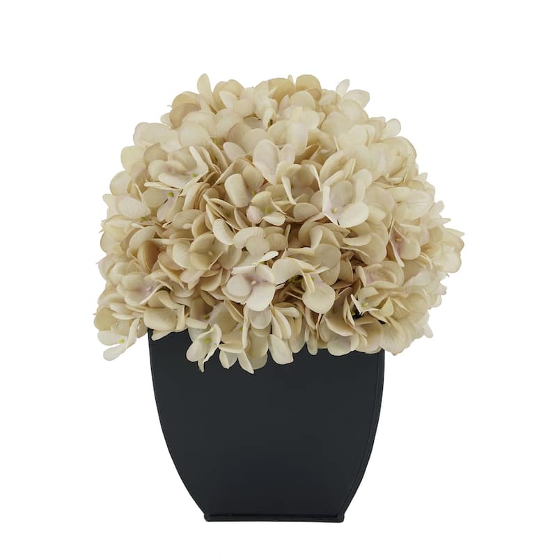 Faux Hydrangea in Black Tapered Zinc Cube