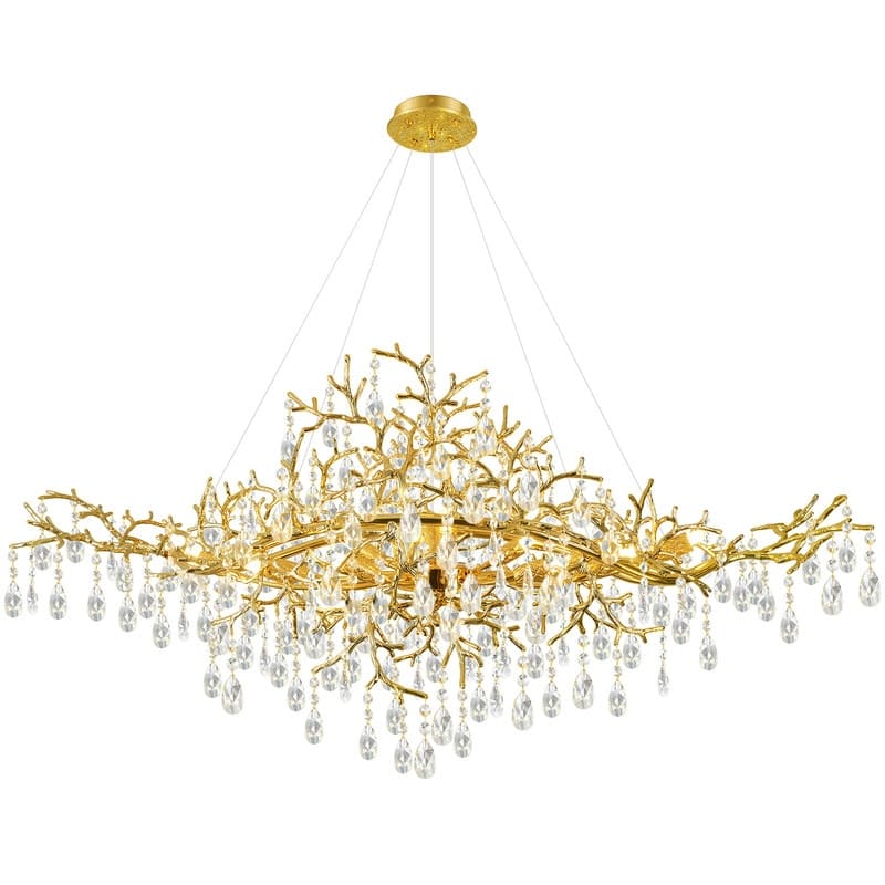 12-Lights Silver Luxury Crystal Linear Chandelier, Modern Tree Branch Ceiling Pendant Light for Dinning Room,Living Room