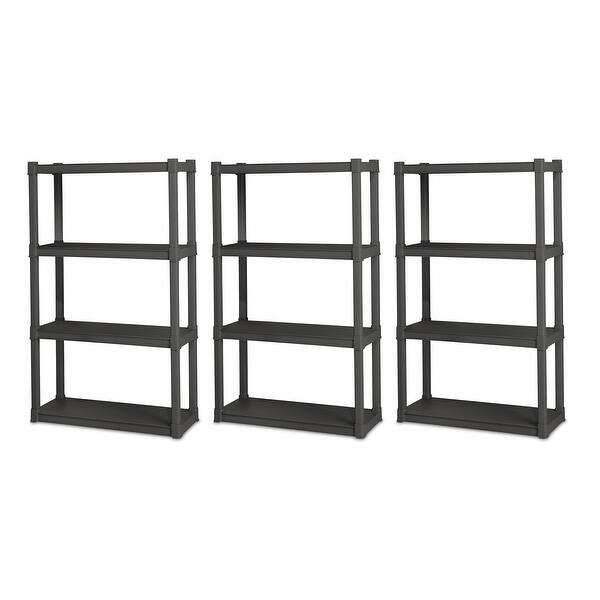 slide 2 of 7, Sterilite Plastic Shelf Storage Organizing Unit with 4 Shelves, Gray, 3 Pack - 3-Pack