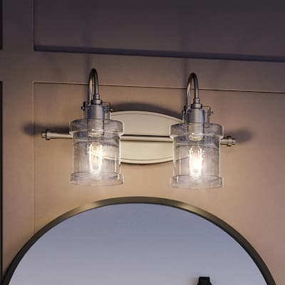Luxury Modern Farmhouse Bath Fixture, 9.75"H x 16.25"W, with Vintage Style, Brushed Nickel, by Urban Ambiance