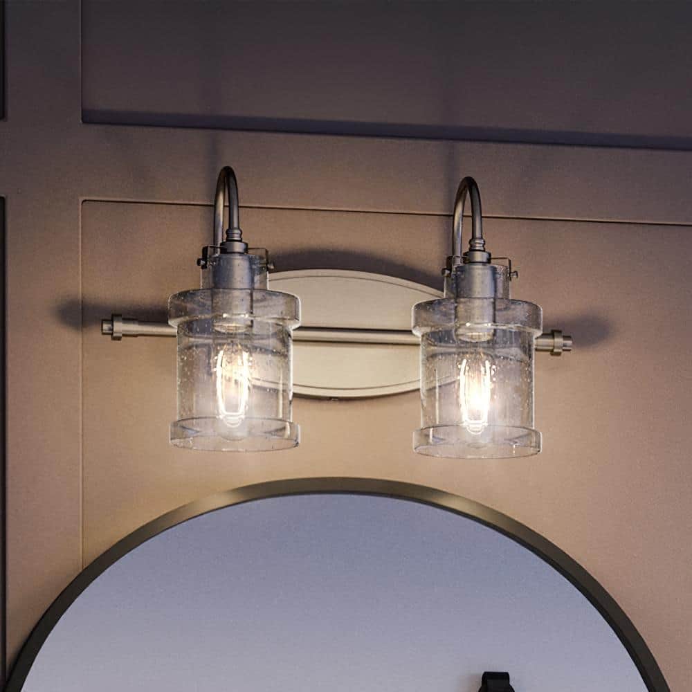 Luxury Modern Farmhouse Bath Fixture, 9.75"H x 16.25"W, with Vintage Style, Brushed Nickel, by Urban Ambiance