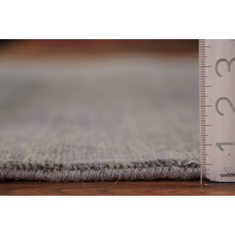 Modern Gabbeh Area Rug Oriental Hand-Knotted Grey Wool Carpet - 4'11" x 6'4"