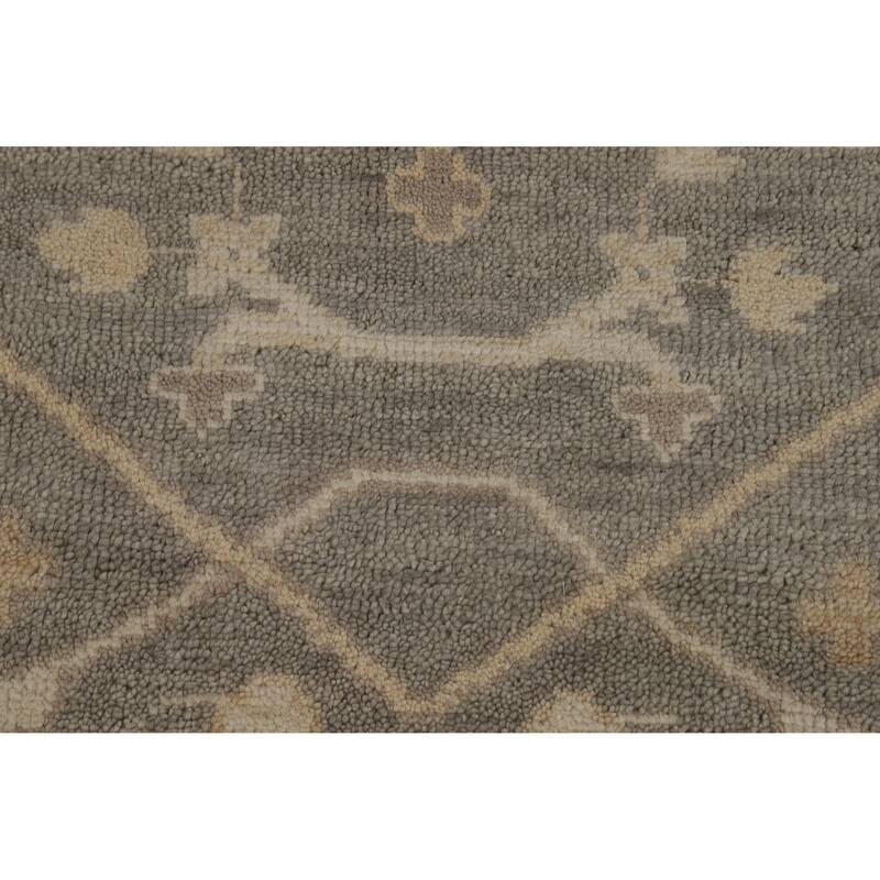 Transitional Grey Oushak Indian Area Rug Hand-Knotted Wool Carpet - 8'3" x 9'10"