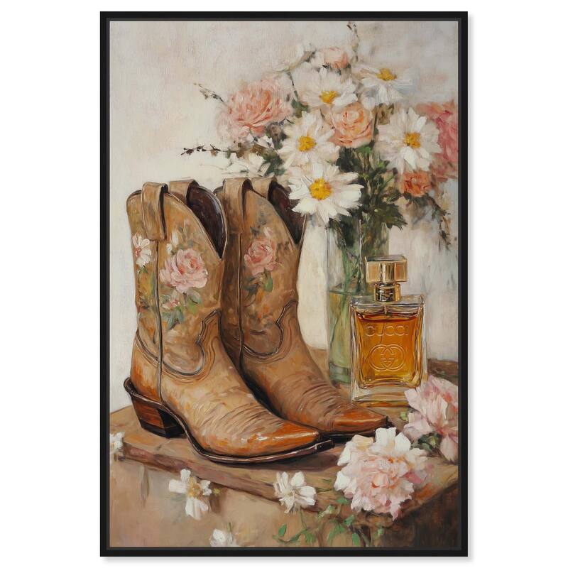 Delicate Floral Boots II Canvas by Art Remedy - Black - 30" x 45"