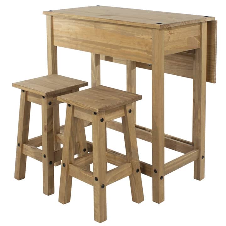 Solid Pine Drop Leaf Table 3-piece Dining Set