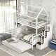 preview thumbnail 2 of 7, MDF Full Size Twin House Bunk Bed with Storage Staircase and Trundle,Full-Length Guardrail