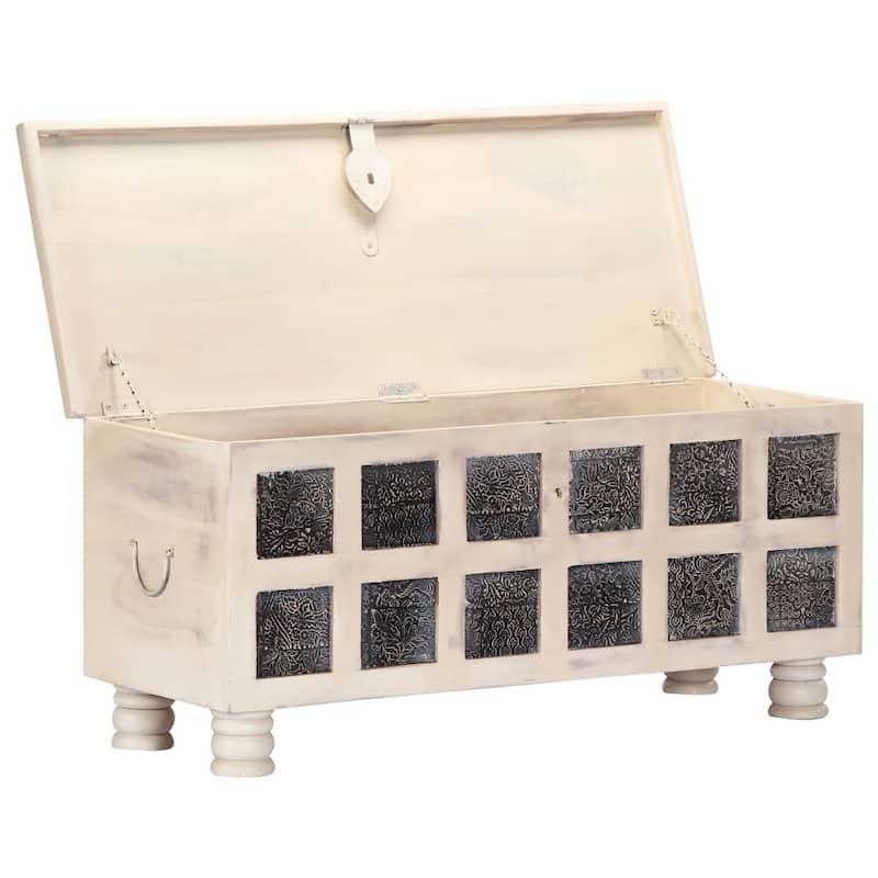 vidaXL Storage Box White 43.3"x15.7"x17.7" Solid Acacia Wood
