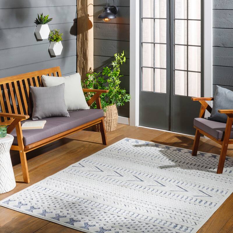 Livabliss San Diego Indoor/ Outdoor Global Stripe Area Rug