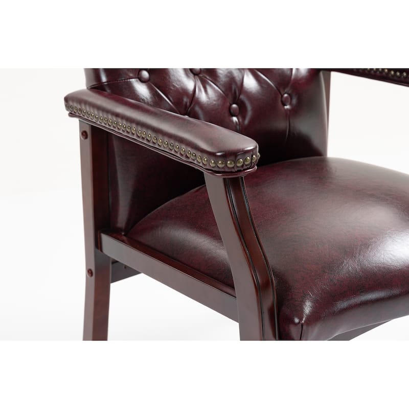 Leather Reception Guest Chairs W/Padded Seat and Arms Ergonomic Mid-Back Conference Office Guest Chairs