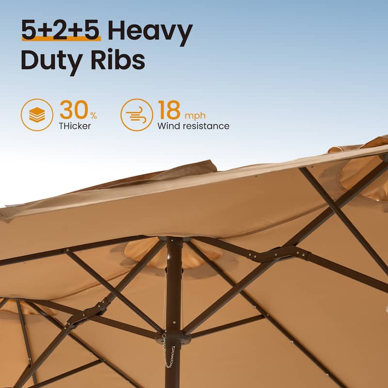 ​OVIOS 15ft Double Side Patio Umbrella Extra Large with Light