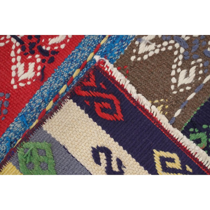 Hand Woven Oriental 100% Wool Carpet Southwestern Tribal Multi-Colored Kilim Area Rug - 8' 10'' X 6' 2''