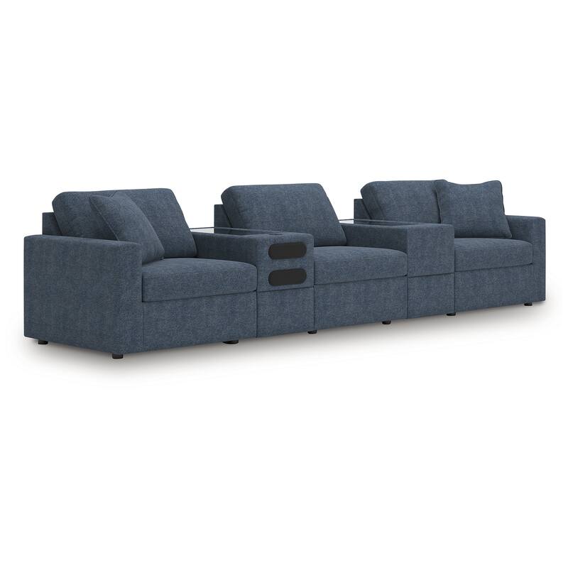 Signature Design by Ashley Modmax 5-Piece Sectional with Audio System - 142"W x 37"D x 36"H - Blue