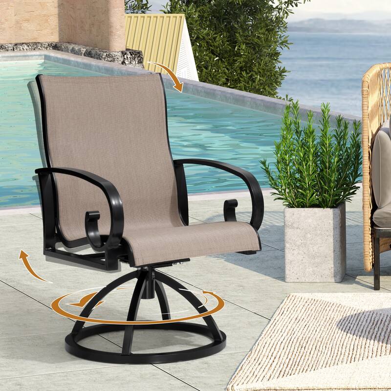 Pellebant Outdoor Aluminum Patio Swivel Dining Chairs Sunbrella