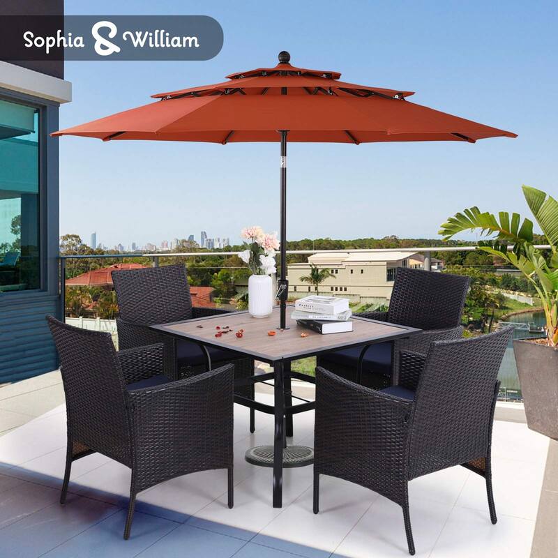 MAISON ARTS Outdoor Patio 6 Pieces Dining Set with Umbrella