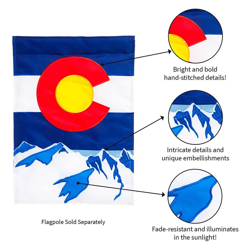12.5 in. x 18 in. Colorado State Garden Applique Flag
