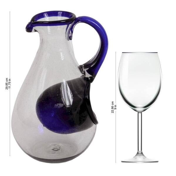 NOVICA Handmade Fresh Ocean Blown Glass Pitcher With Ice Chamber ...