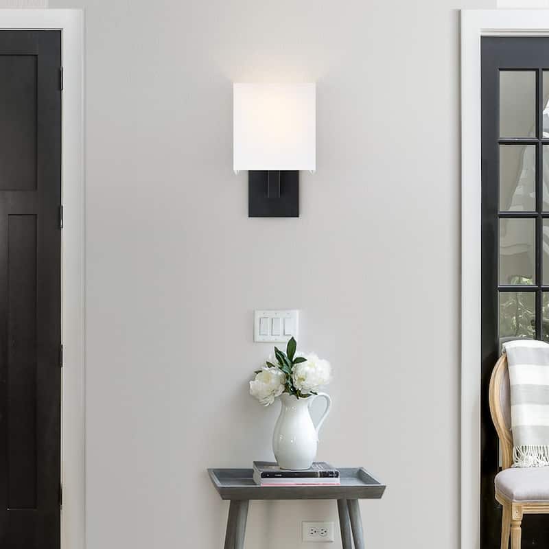 Wall Sconce Light With White Fabric Shade