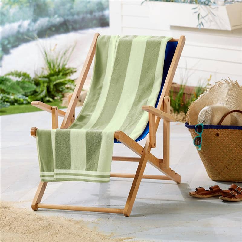 Linery & Co. 100% Cotton Velour Cabana Stripe Beach Towel